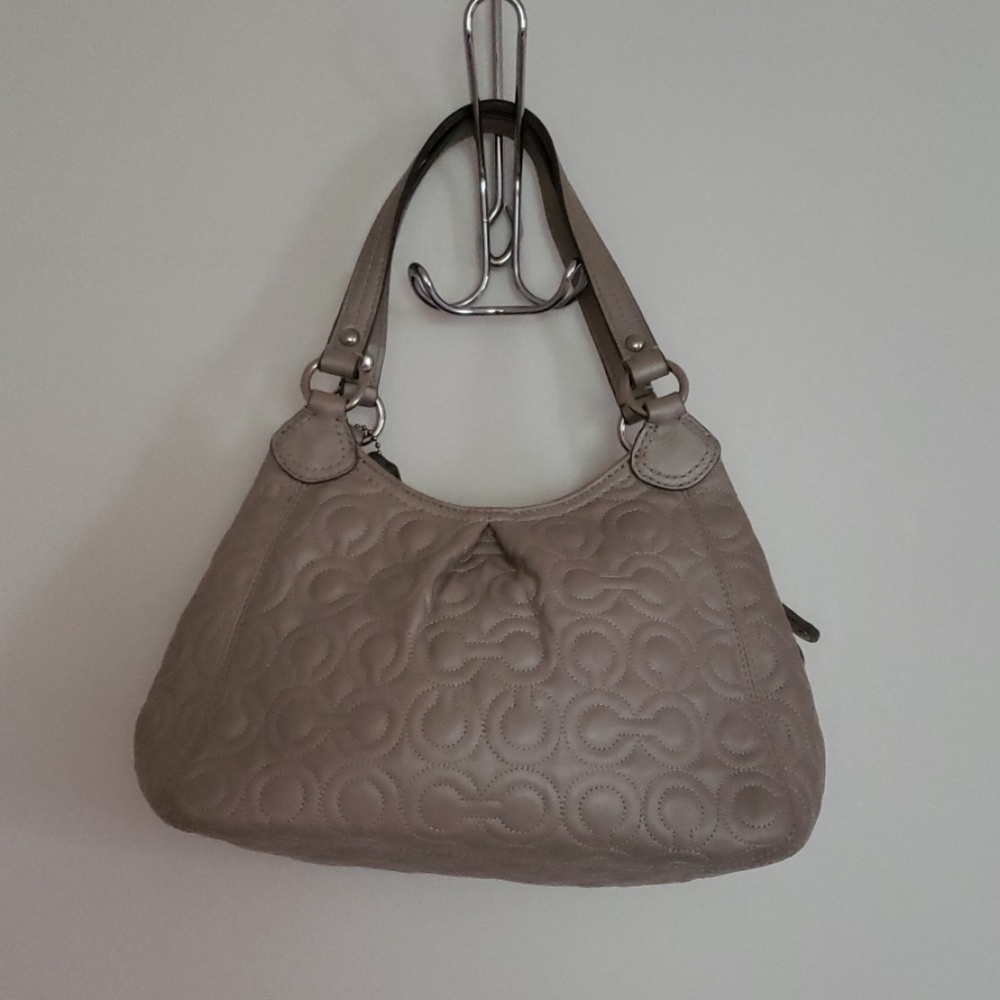 Silver leather Coach bag